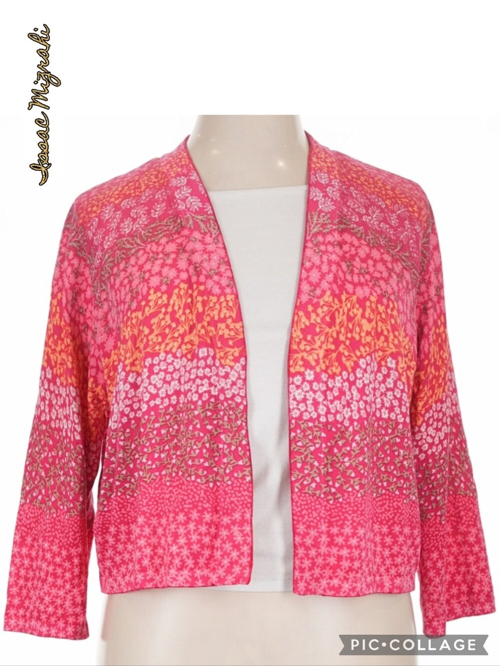 Isaac Mizrahi multicolor open front knit cardigan 60% cotton shrug bolero